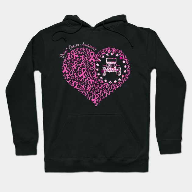 Breast cancer awareness jeeps heart Hoodie by Tianna Bahringer